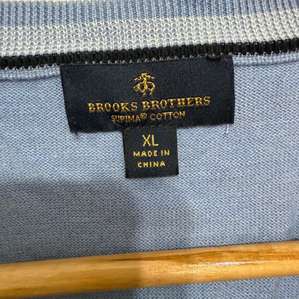 Brooks Brothers Supima Cotton V-Neck Sweater Vest Light Blue Mens XL - Picture 3 of 4